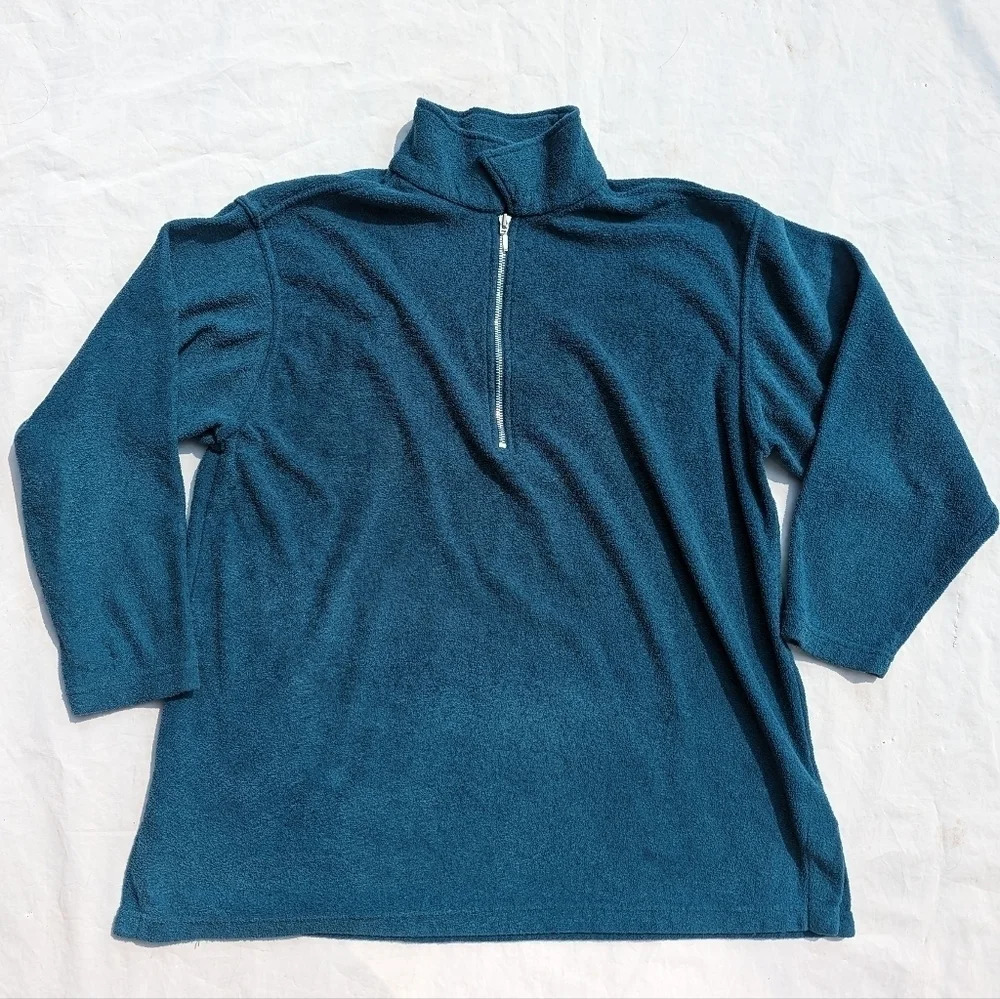 Vintage Great Lakes  Country Teal 1/4 Zip Up Sweater - Size Medium Woman
